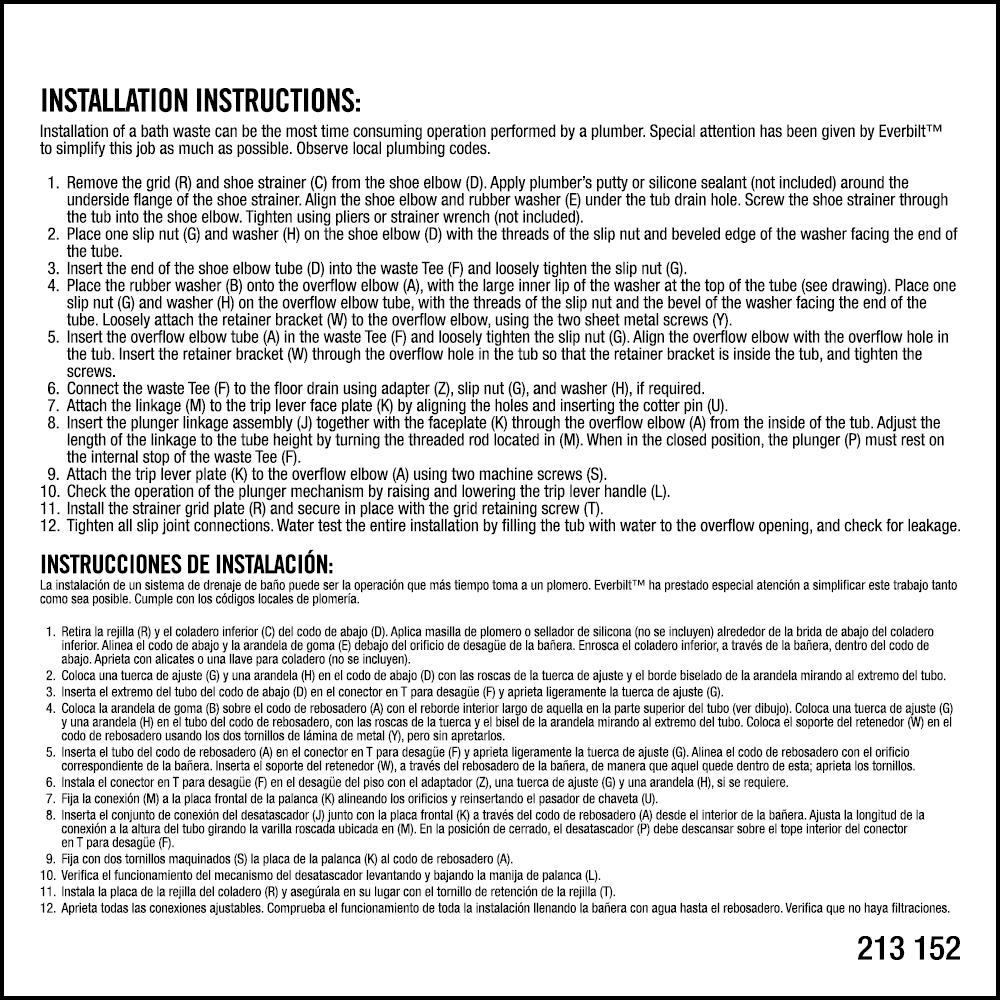 Everbilt Trip Lever 1 2 In Black Poly Pipe Bath Waste And Everbilt Trip Lever 1 2 In Black