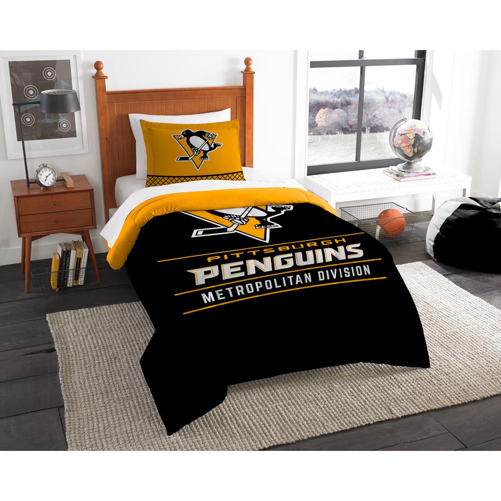 Nhl Penguins Draft 2 Piece Multi Color Polyester Twin Comforter Set