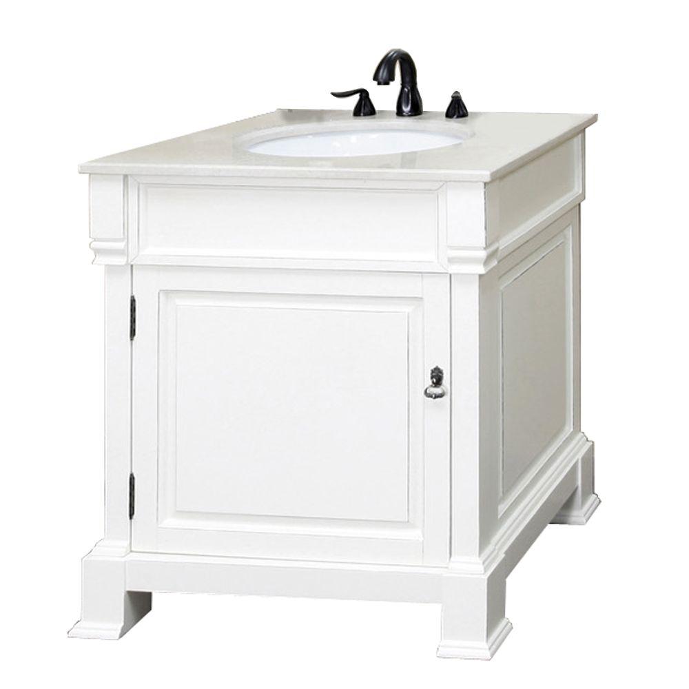 Bellaterra Home Olivia 30 In W X 35 1 2 H Single Vanity White With Marble Top