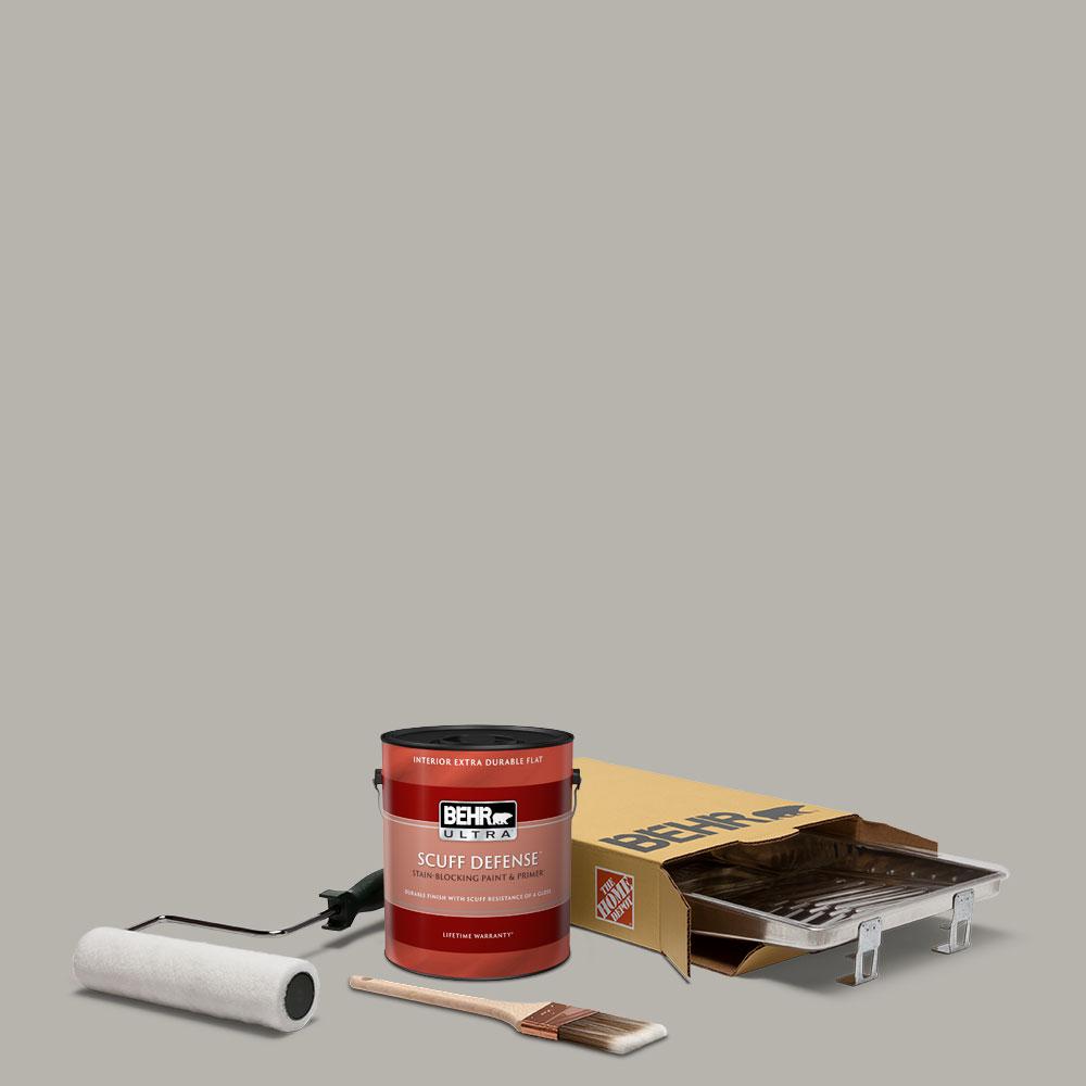 BEHR 1 gal. PPU2411 Greige Ultra Extra Durable Flat Interior Paint