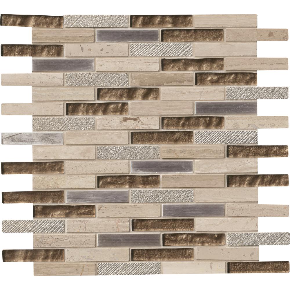 Msi Diamante Brick 12 In X 8 Mm Glass Stone Mesh Mounted Mosaic Wall Tile 10 Sq Ft Case