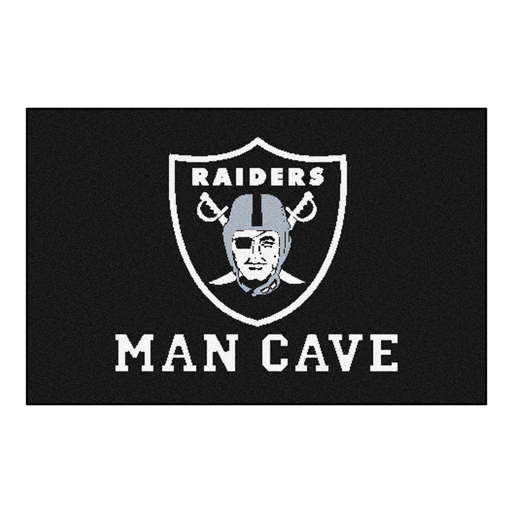 FANMATS NFL Oakland Raiders Black Man Cave 2 Ft. X 3 Ft. Area Rug-14349 ...