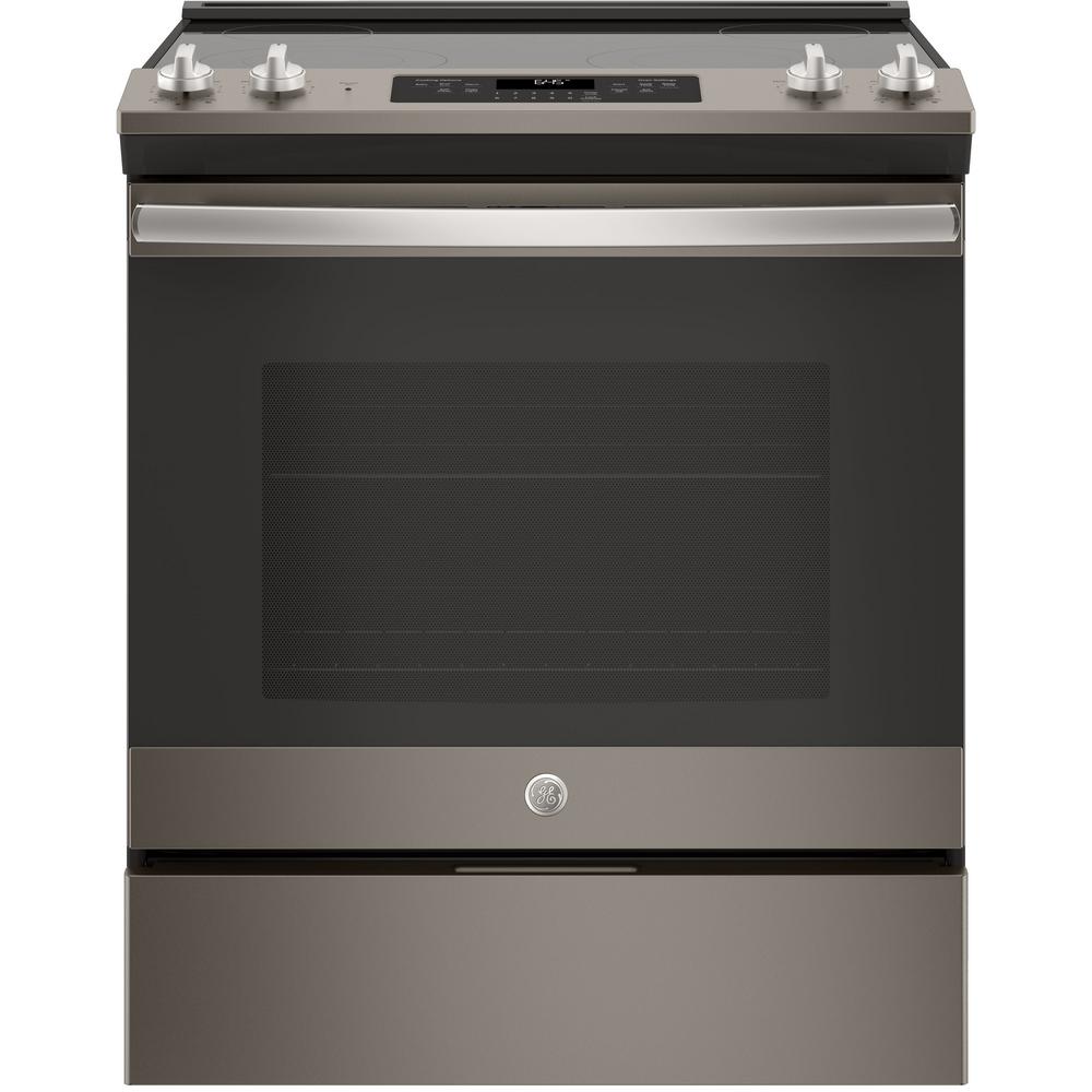 Ge 5 3 Cu Ft Slide In Electric Range With Self Cleaning Oven In Slate Fingerprint Resistant