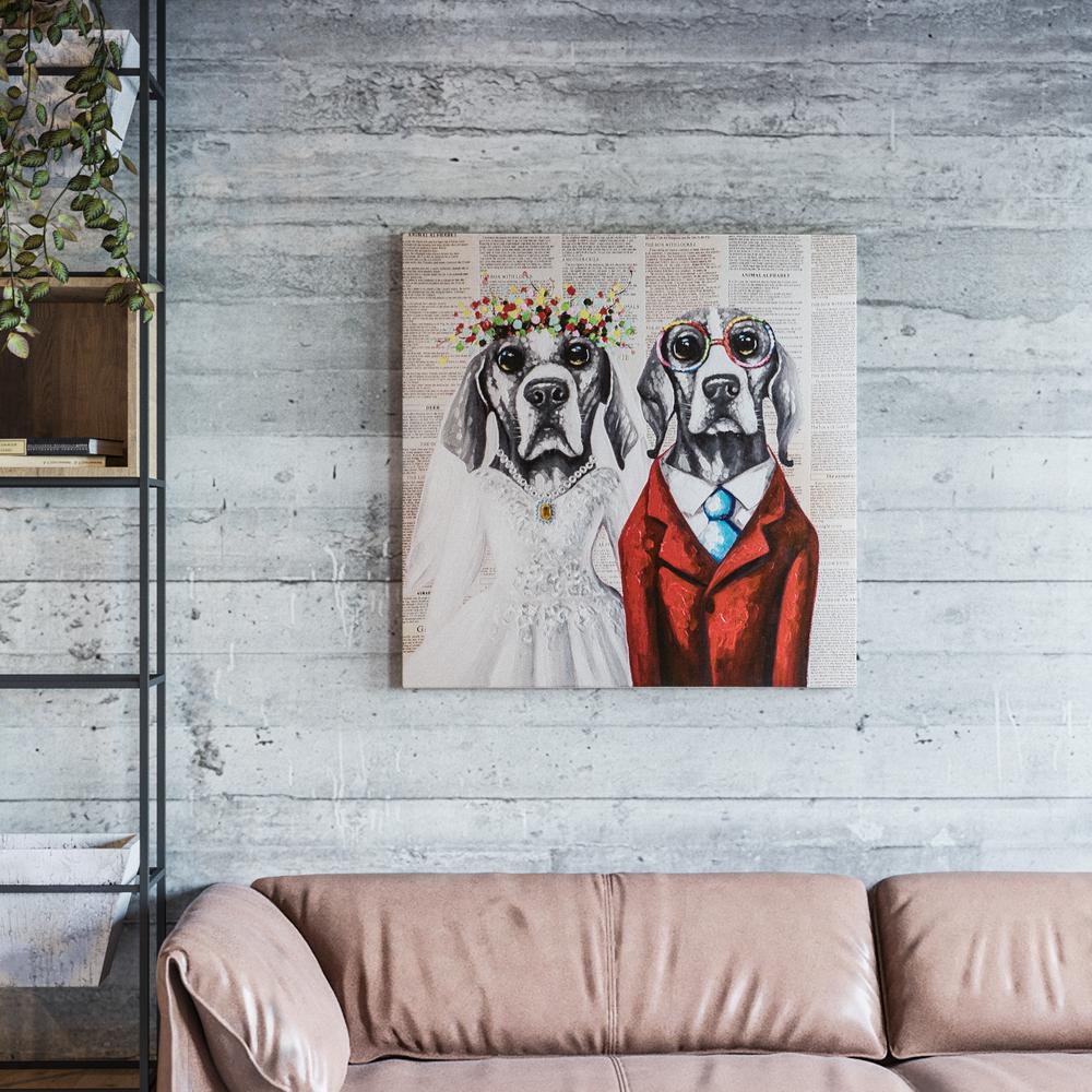 Yosemite Home Decor 32 in. x 32 in. " Mr. & Mrs." Hand Painted Canvas