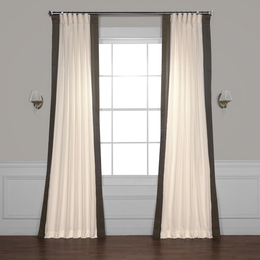 Exclusive Fabrics Furnishings Fresh Popcorn And Millstone Gray Room Darkening Vertical Colorblock Curtain 50 In W X 96 In L