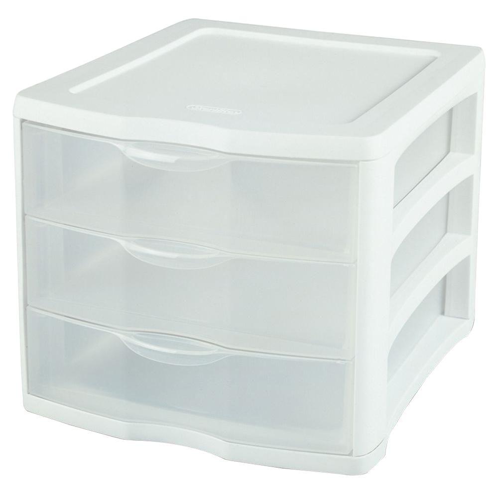 Storage Drawers Containers The Home Depot Clearview 3 Compartment Plastic Drawer Unit