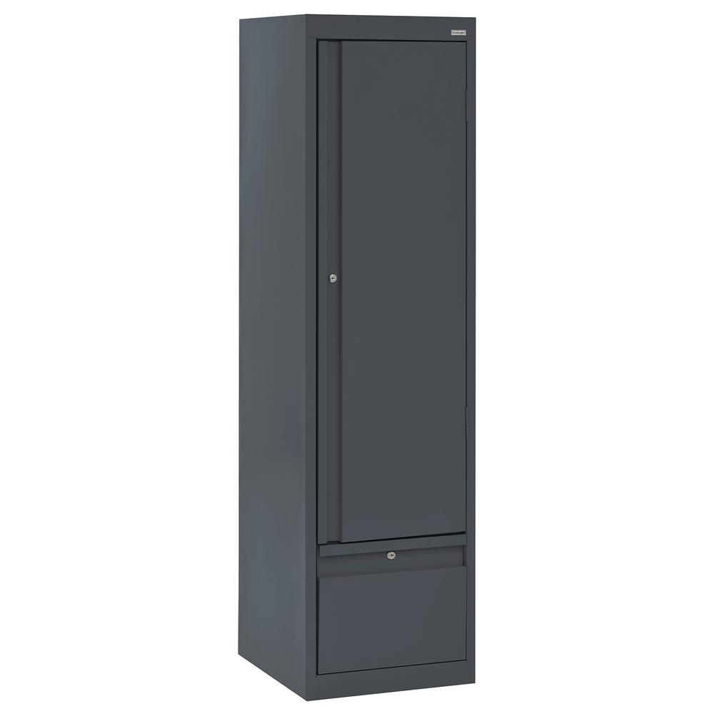 Sandusky System Series 17 In W X 64 In H X 18 In D Single Door Storage Cabinet With File Drawer In Charcoal Hadf171864 02 The Home Depot