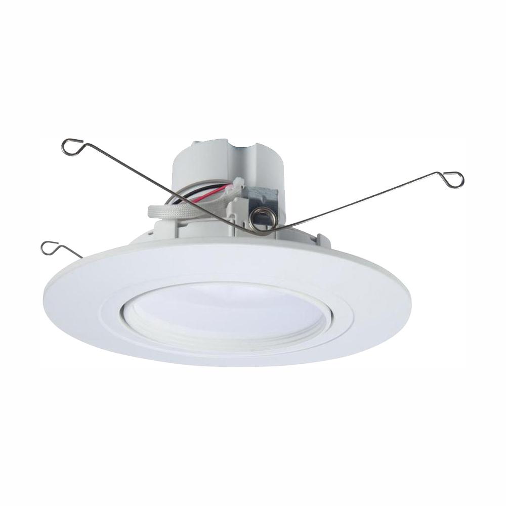 Ra 5 And 6 In White Integrated Led Recessed Light Adjustable Gimbal Retrofit Trim With Selectable Cct 2700k 5000k
