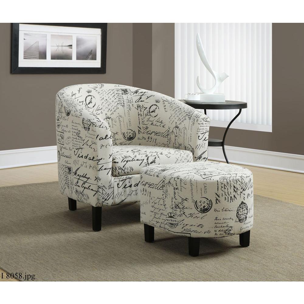 Monarch Specialties White Arm Chair With Ottoman I 8058 The Home