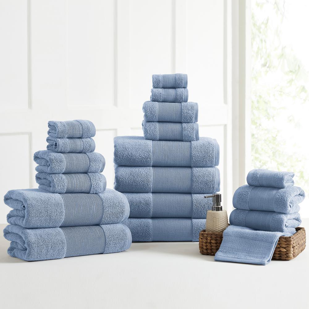 MODERN THREADS Air Cloud 18Piece Blue Towel Set Wedgewood5ACT18PEBLU