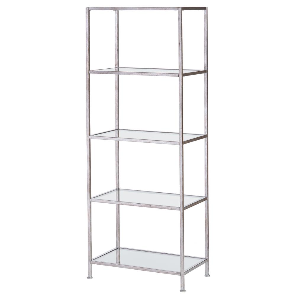 Home Decorators Collection Bella Aged 40 in. Wide Silver Glass Bookcase