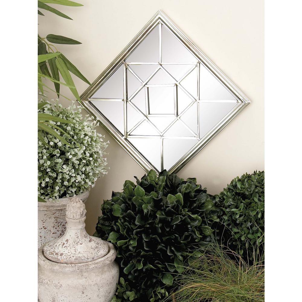 5 2 Mirrors Wall Decor The Home Depot Silver Glass Mirrors With Geometric Pattern Overlays Set Of 4