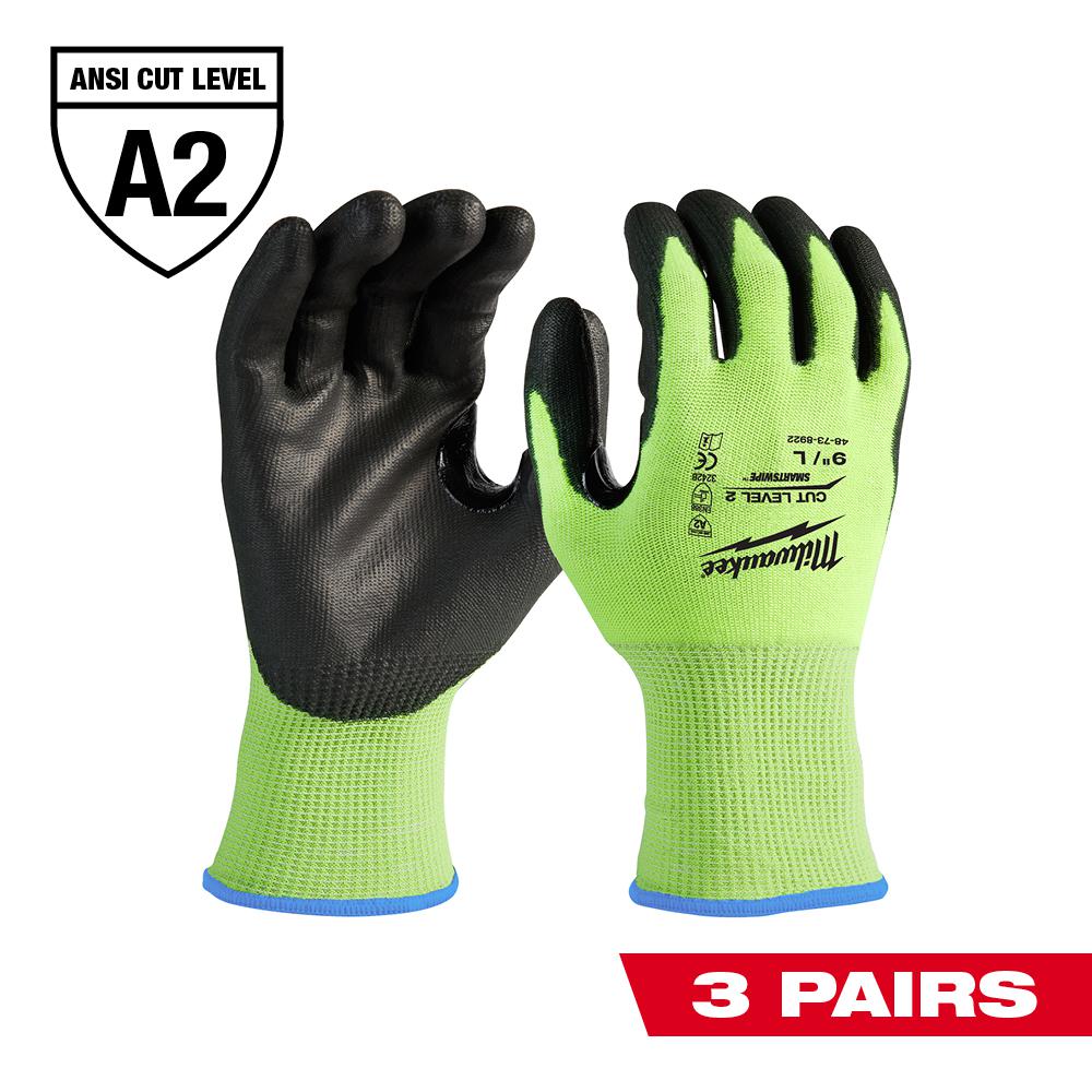 Waterproof Work Gloves 2 Pairs Cut Resistant Liner Safety Gloves Double Coating Superior Grip Level 5 Protection for Kitchen Fishing Cleaning Garden Construction Car Multi-Purpose.
