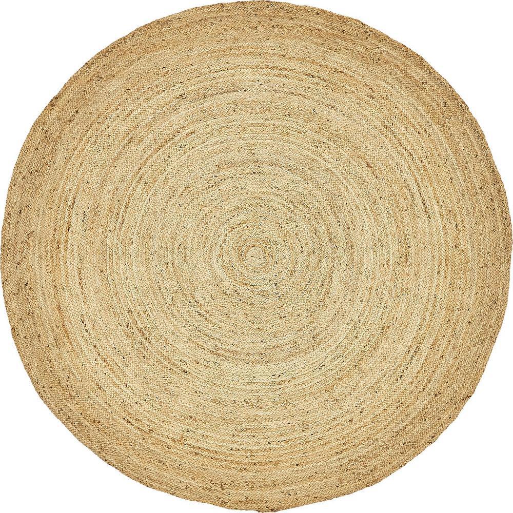 Unique Loom Braided Jute Natural 8 X Round Rug 3138966 The Unique Loom Braided Jute Natural 8 X Round Rug