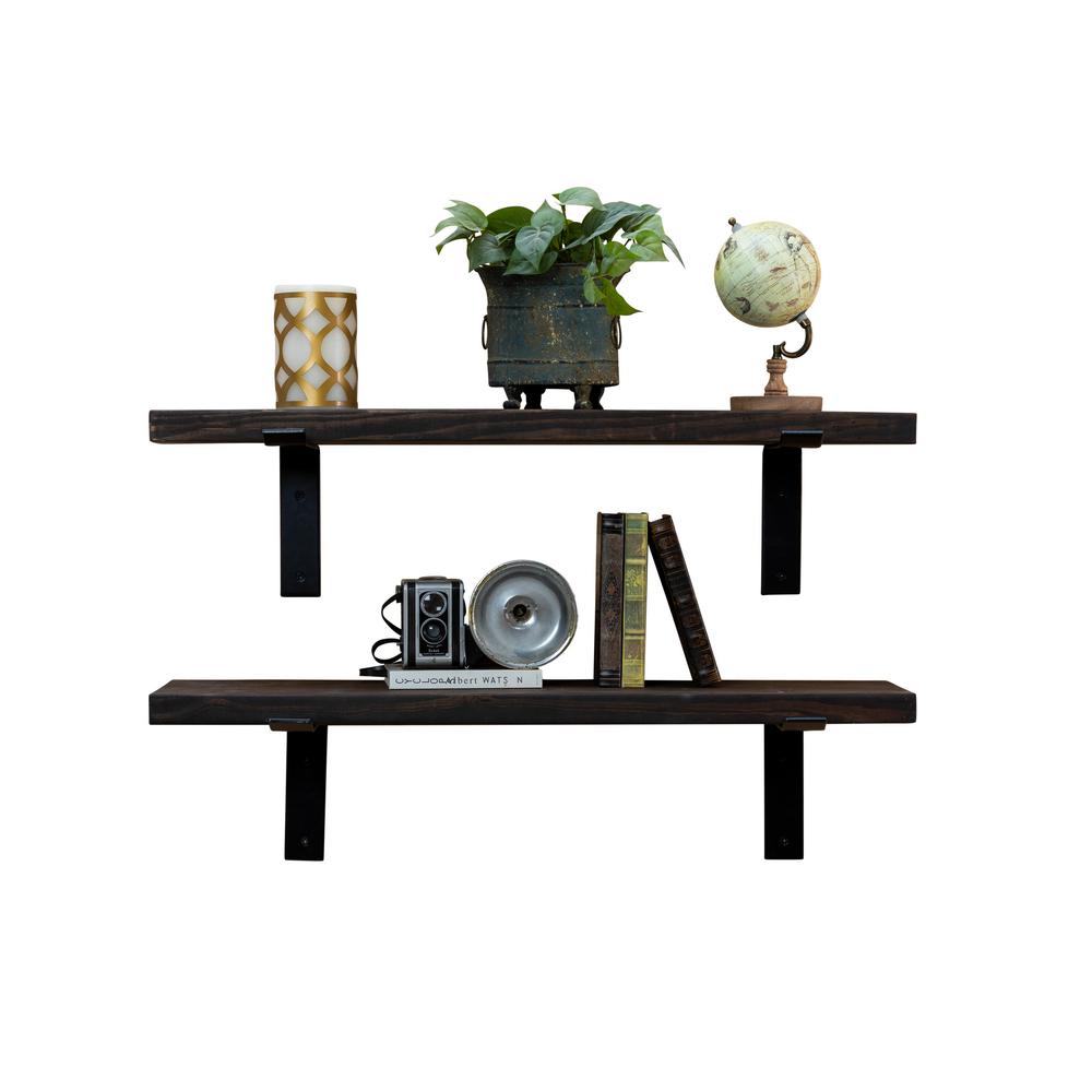 Fixed Mount 4 Wood Wall Mounted Shelves Shelving The Home Bracket 36 In W X 10 D Floating Decorative Shelves Set