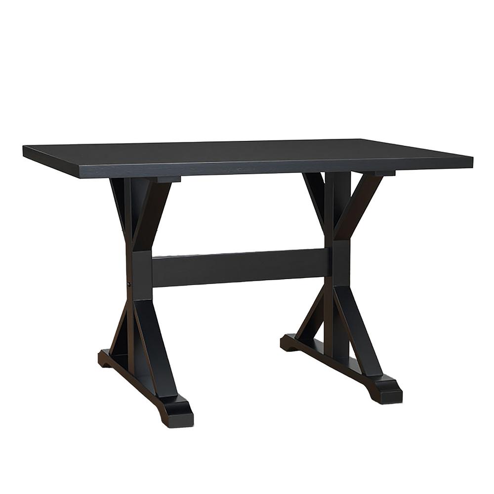 Carolina Classics Florence Antique Black Trestle Table T4830 Ab