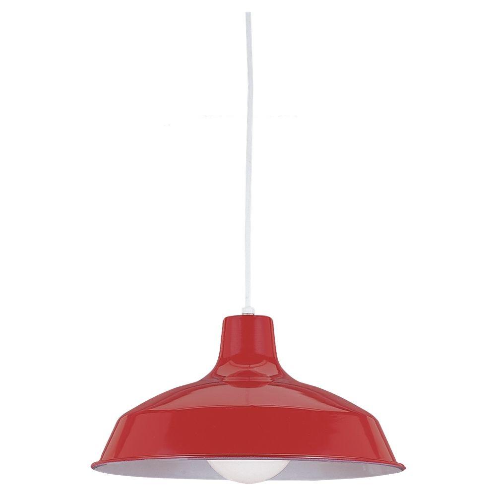 Modern Red Pendant Lights Lighting The Home Depot 1 Light Red Pendant With Painted Shade