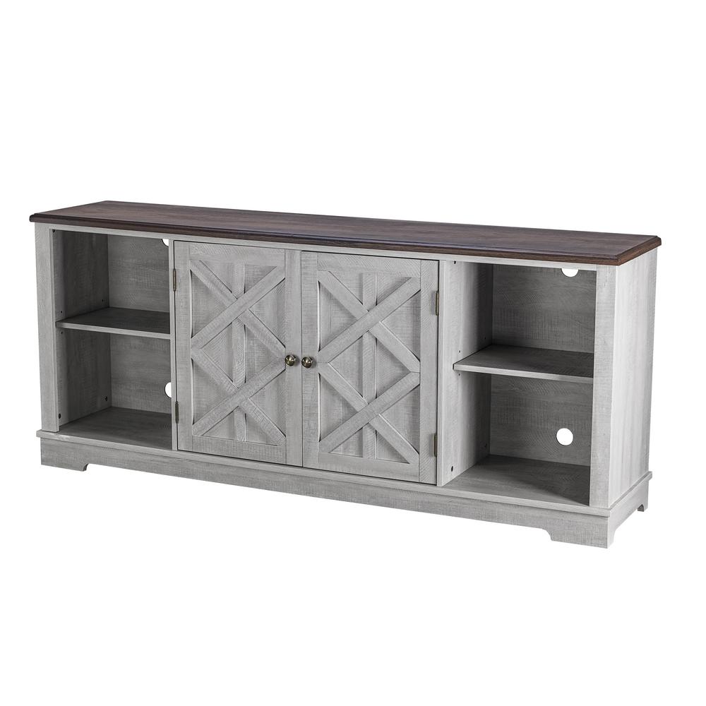 FESTIVAL NEO CORP 70 in. Saw Cut-Off White TV Stand for TVs Upto 78 in.