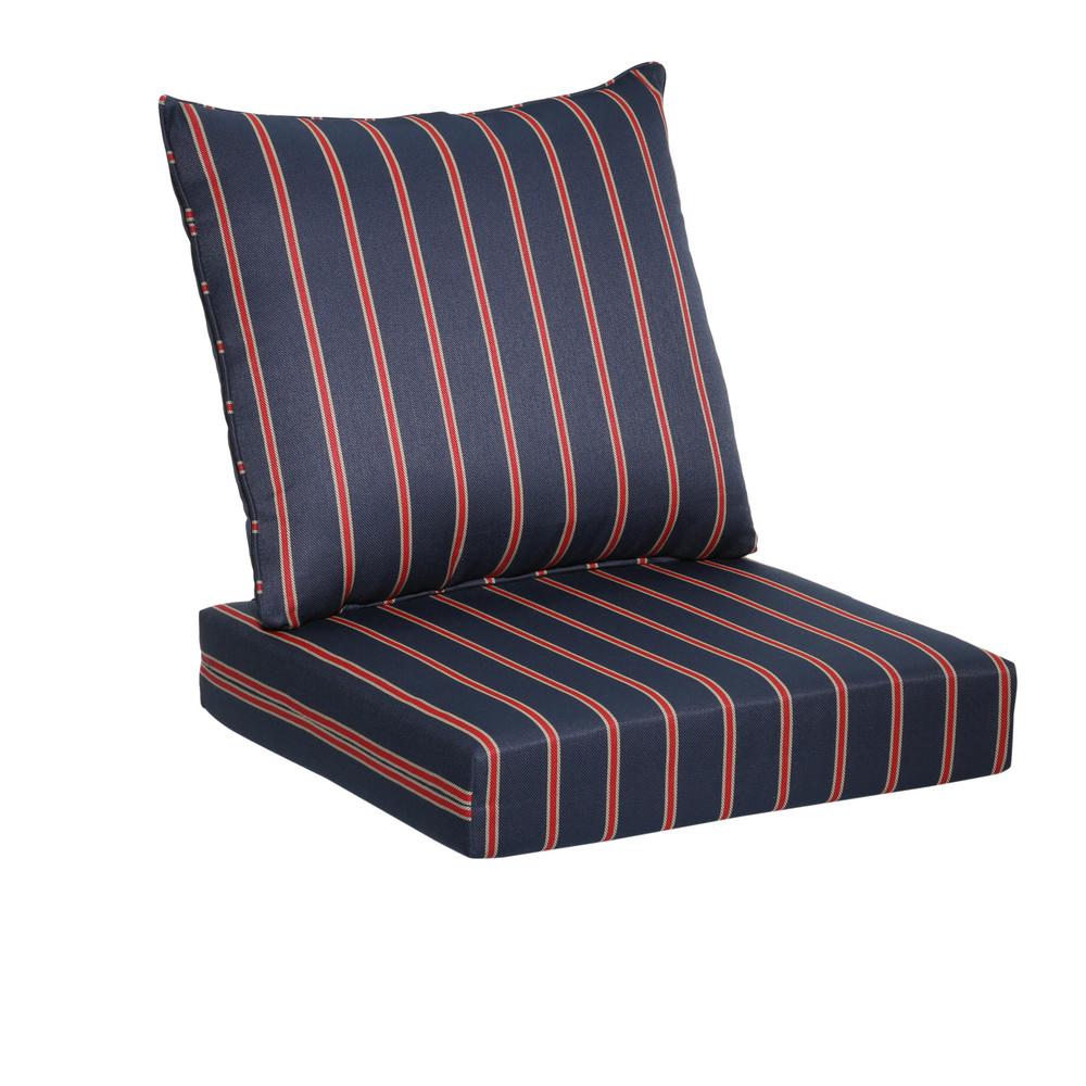 Hampton Bay Midnight Ruby Stripe 2Piece Deep Seating Outdoor Lounge