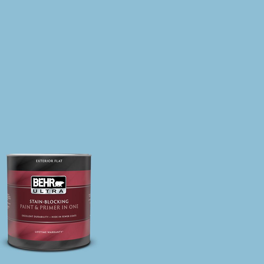 BEHR ULTRA 1 qt. #M490-3 Speedboat Flat Exterior Paint and Primer in ...