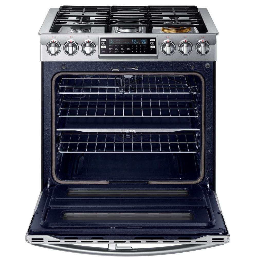 Samsung Flex Duo 5 8 Cu Ft Slide In Double Oven Gas Range With Samsung Flex Duo 5 8 Cu Ft Slide In