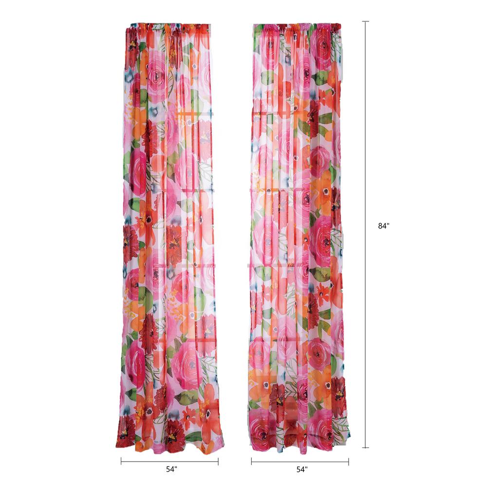 Sara B Santa Monica 84 In L Polyester Floral Sheer Window Panel