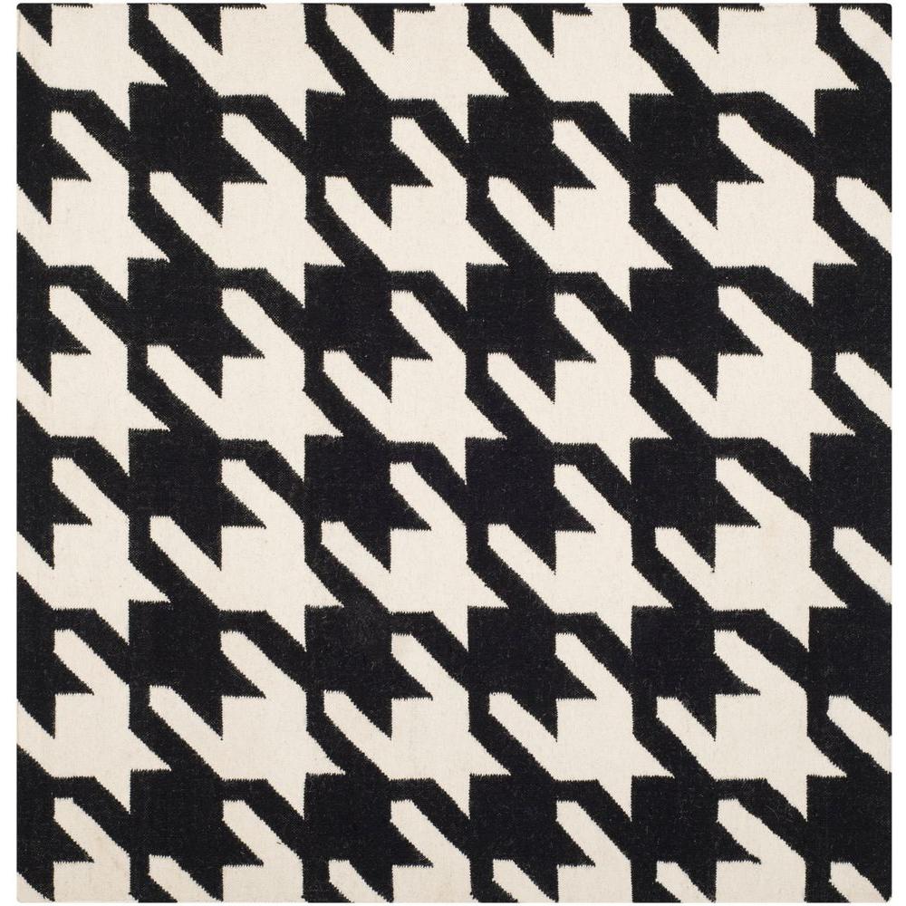 Safavieh Dhurries Black/Ivory 6 ft. x 6 ft. Square Area RugDHU570A6SQ