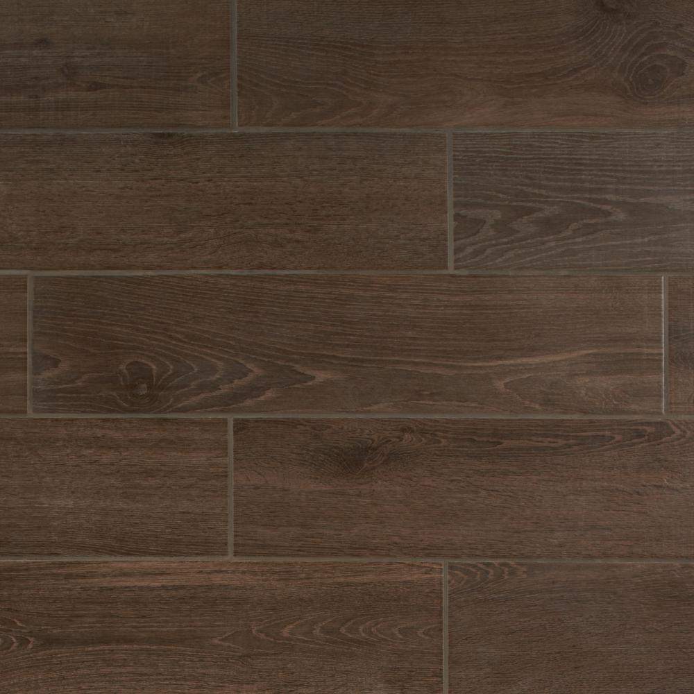 Daltile Parkwood Brown 7 in. x 20 in. Ceramic Floor and Wall Tile (10.