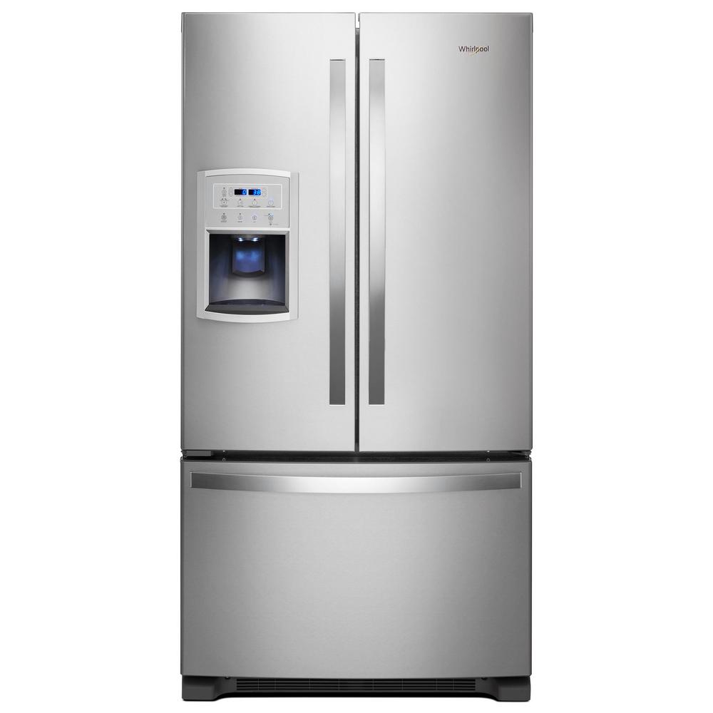 Whirlpool 25 8 Cu Ft Double Drawer French Door Refrigerator In 20 Cu Ft French Door Refrigerator In Fingerprint Resistant Stainless Steel