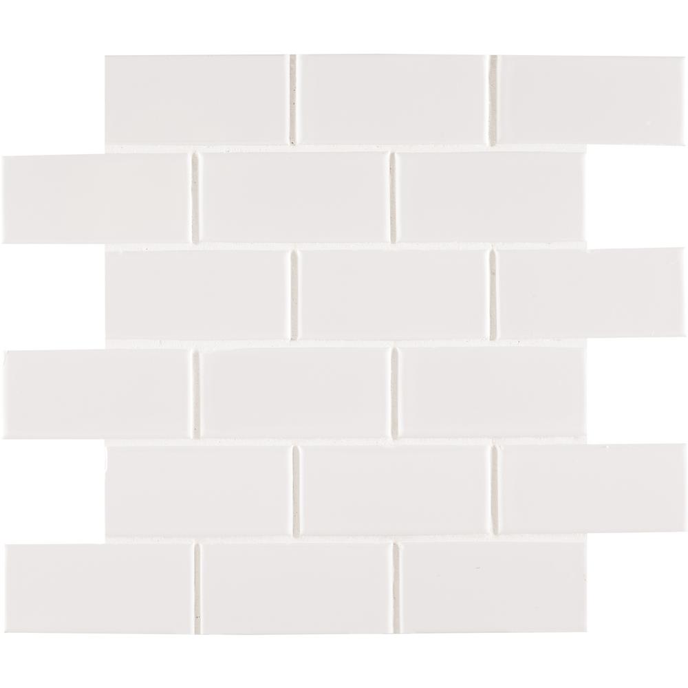 Msi White Glossy Staggered 12 In X 6mm Porcelain Mosaic Msi White Glossy Staggered 12 In X 6mm Porcelain Mosaic Tile