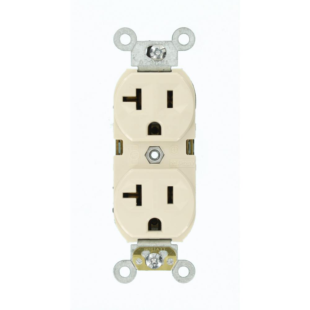 Leviton 20 Amp 125-Volt Narrow Body Duplex Outlet Straight Blade ...