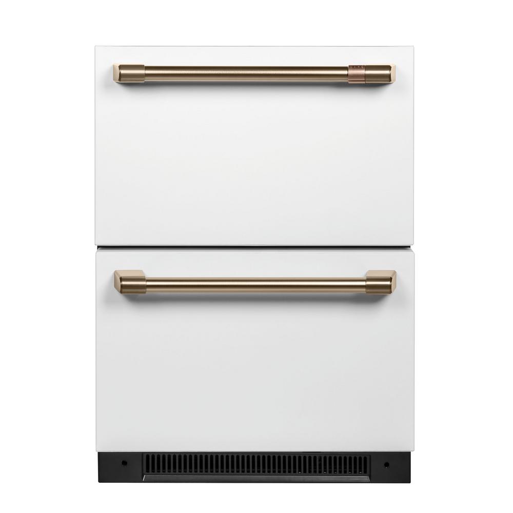 Cafe 5.7 cu. ft. Built-in Undercounter Dual Drawer Refrigerator in Matte White, Fingerprint Resistant