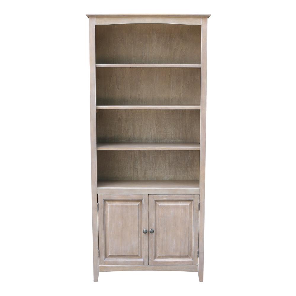 International Concepts Weathered Taupe Gray Shaker Bookcase with Doors
