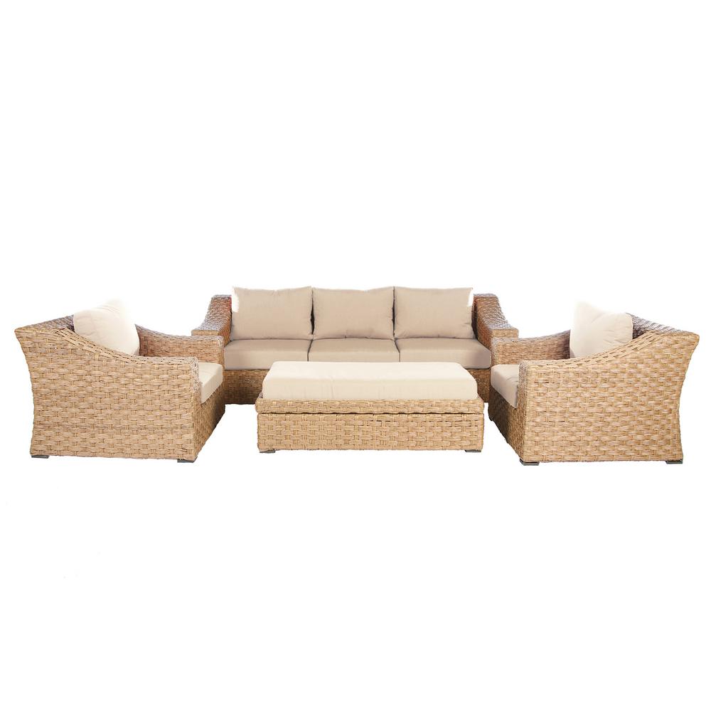 AE Outdoor Elizabeth 6Piece Wicker Patio Deep Seating Set with Cast