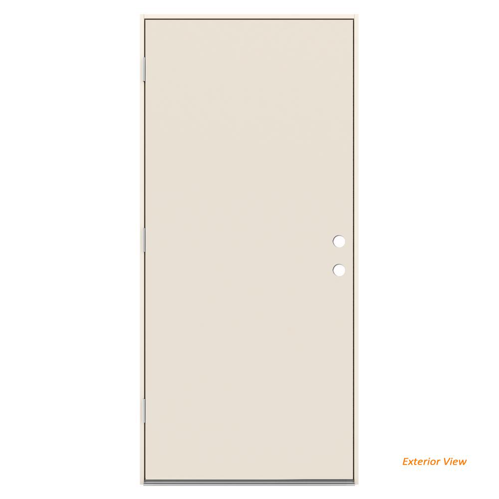Jeld Wen 32 In X 80 In Flush Primed Right Hand Outswing Steel