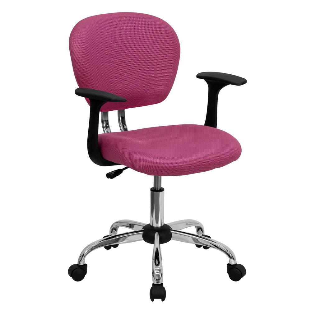 Pink Office Chairs Home Furniture The Depot Mid Back Pink Mesh Swivel Task Chair With Chrome Base And Arms