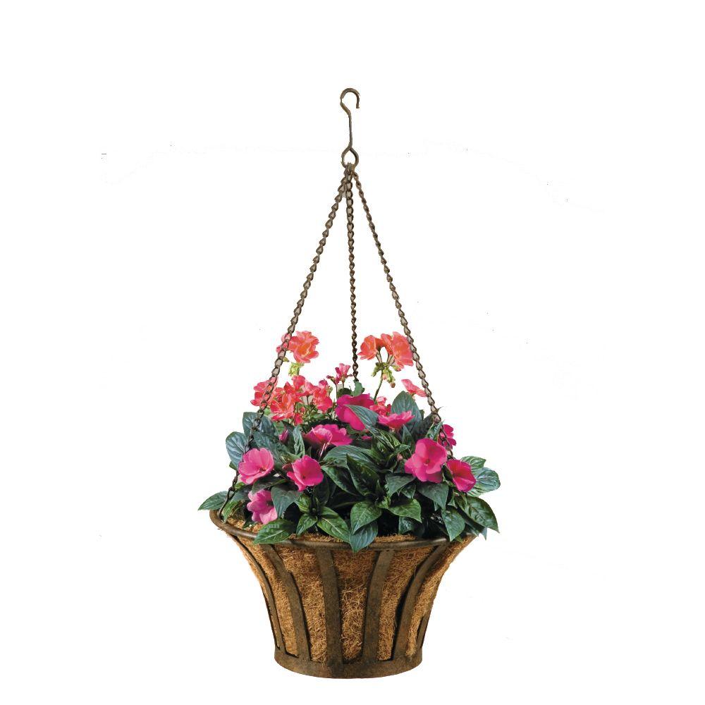 Deer Park Solera 15 in. Round Metal Hanging Basket with Coco Liner