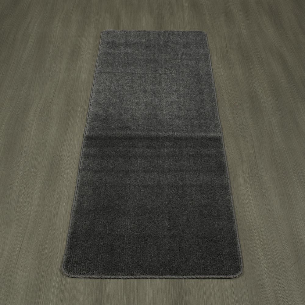 Ottomanson Solid Design Gray 2 Ft 2 In X 8 Ft Non Slip Bathroom Rug Runner Sft870013 2x8 The Home Depot