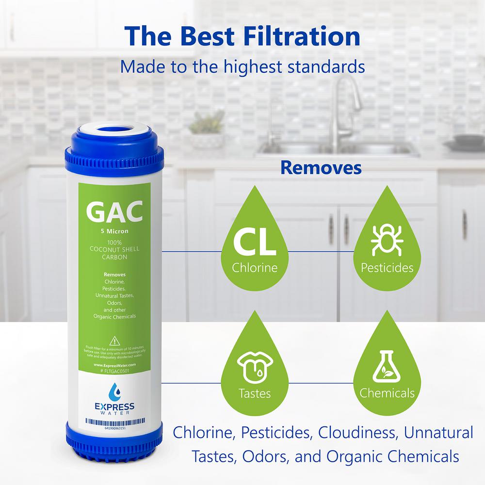 5 Pcs GAC Granular Activated Coconut Shell Carbon Reverse Osmosis Water Filter