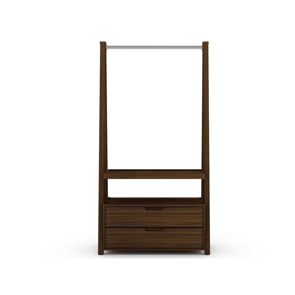 Luxor 2Drawer Brown MidCentury Modern Open Wardrobe Armoire Closet