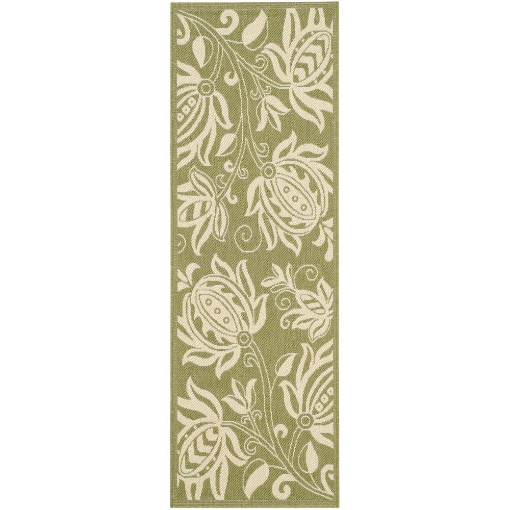 Safavieh Courtyard Olive/Natural 2 ft. x 14 ft. Indoor/Outdoor Runner