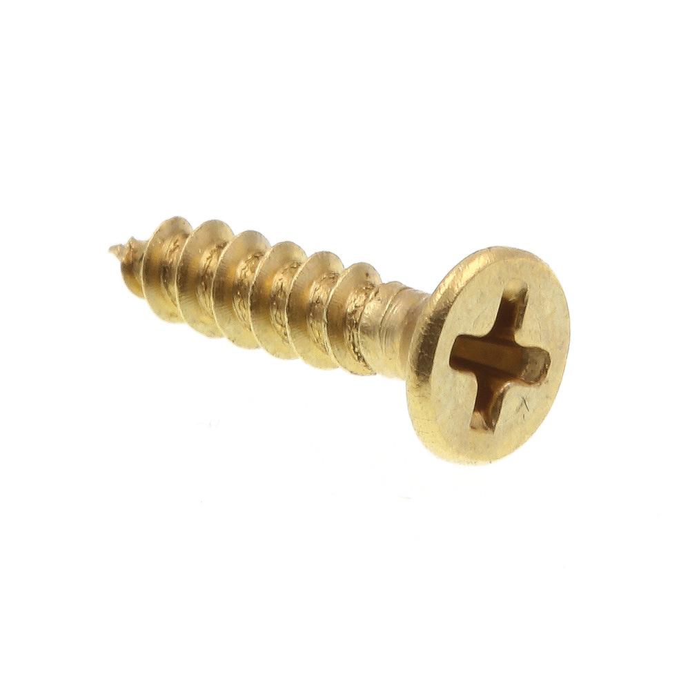 #6 X 1 Wood Screws Flat Slot Brass 1000 pcs
