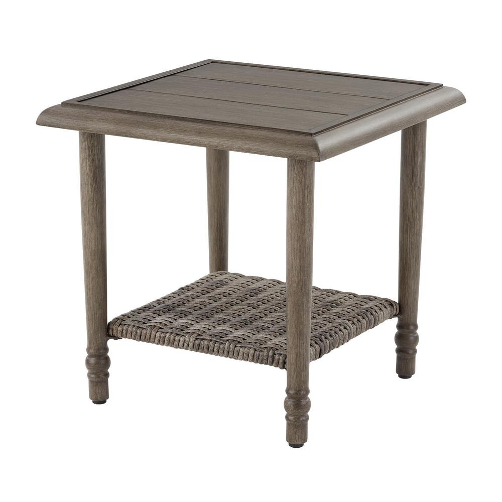 Hampton Bay Geneva 18 in. Square Steel Wicker Outdoor Patio Side Table-FWS60610A - The Home Depot