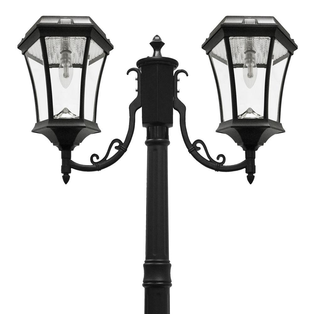 Gama Sonic Victorian Bulb Series 2 Head Black Solar Lamp Post With Gs Solar Led Light Bulb Gs 94b D The Home Depot