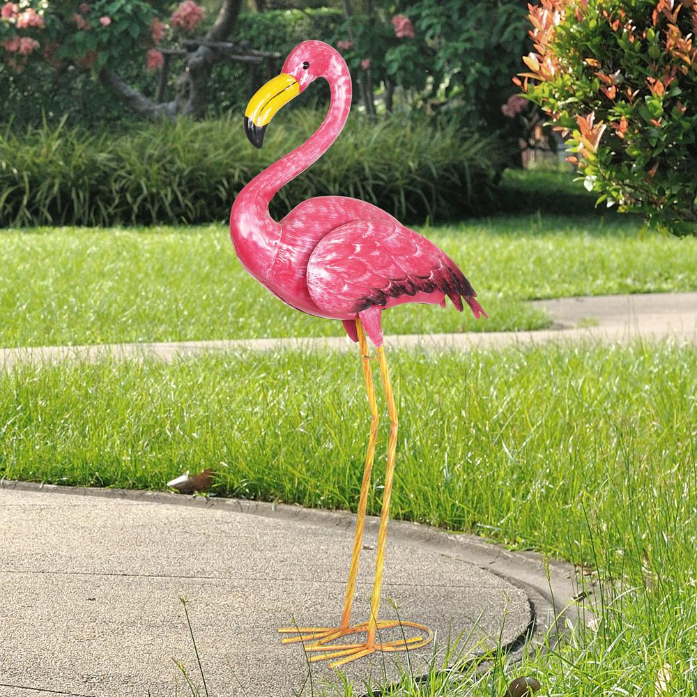 Exhart Pink Metal Flamingo Statue 18609 Rs The Home Depot