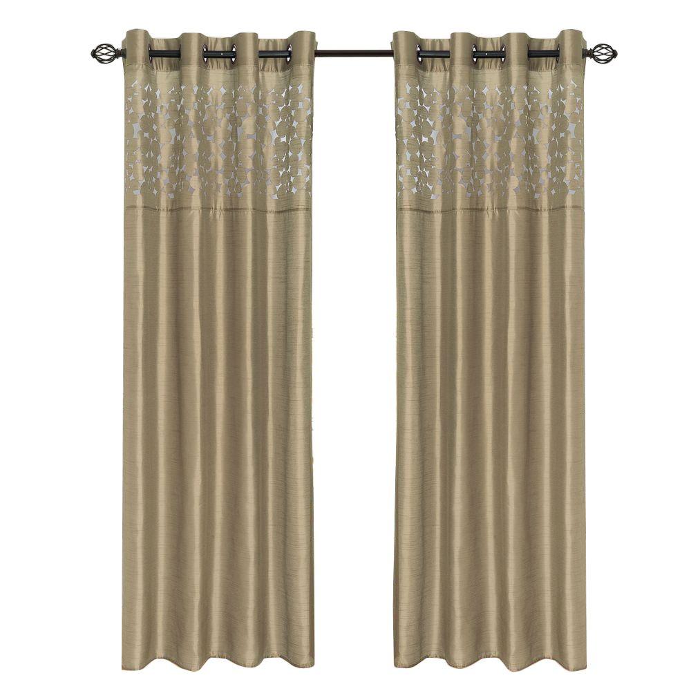 Lavish Home Taupe Karla Laser  Cut  Grommet Curtain  Panel  