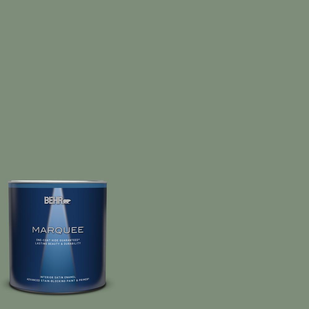 BEHR MARQUEE 1 qt. 450F5 Amazon Moss Satin Enamel Interior Paint and