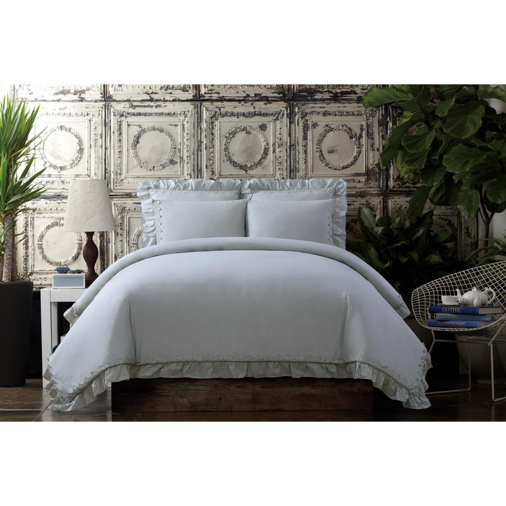 Brooklyn Loom Sand Washed Cotton King Comforter Set in Frost Gray CS1778FGKG1500 The Home Depot