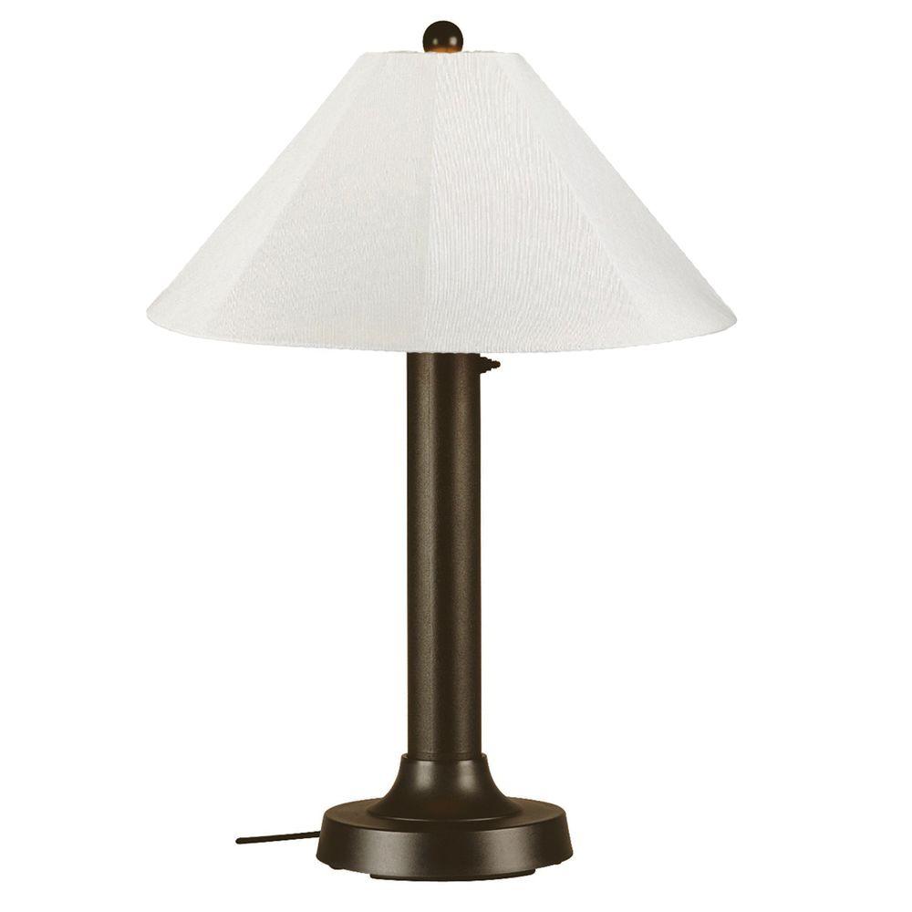 Hampton Bay Rhodes 28 In Bronze Table Lamp With Natural Linen Shade Outdoor Bronze Table Lamp With Natural Linen Shade