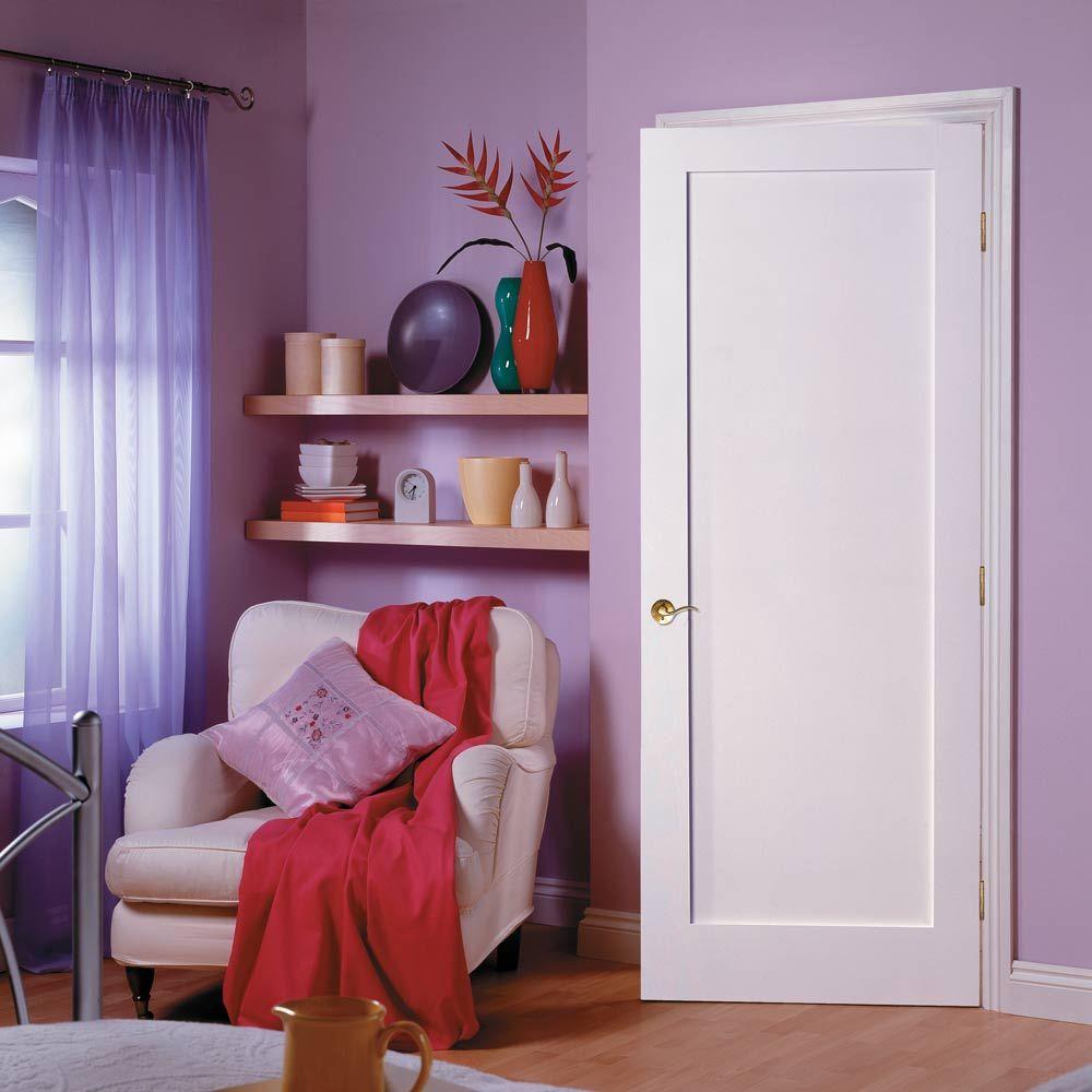 Masonite 36 In X 80 In Mdf Series 1 Panel Right Handed Solid Core Smooth Primed Composite Single Prehung Interior Door